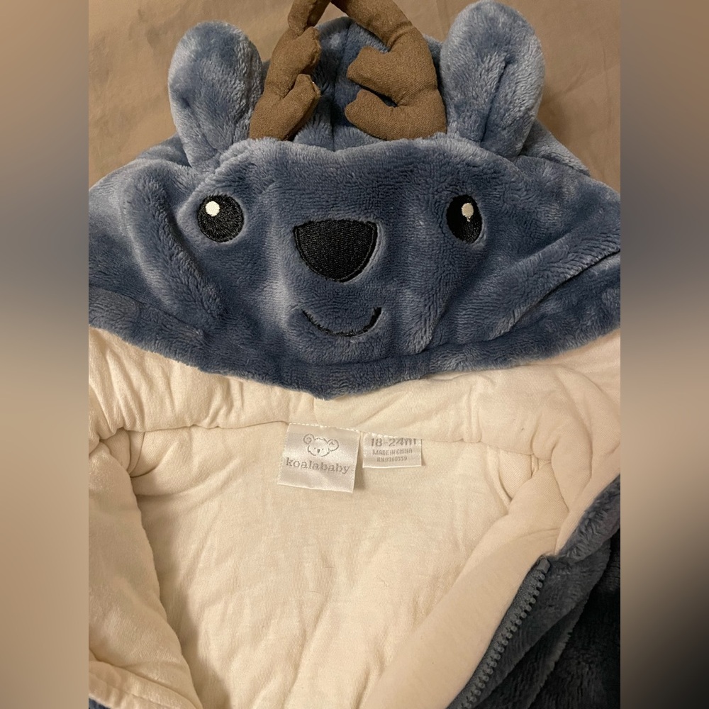 Koala Kids Blue Baby Plush Hooded Deer Snow Suit.